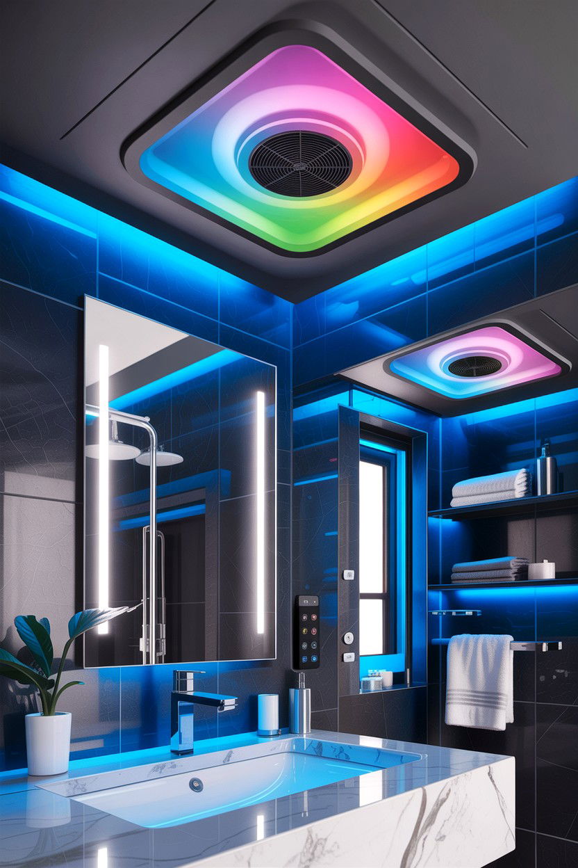 Multi Colored LED Bathroom Fan - 30 bathroom ceiling fan ideas