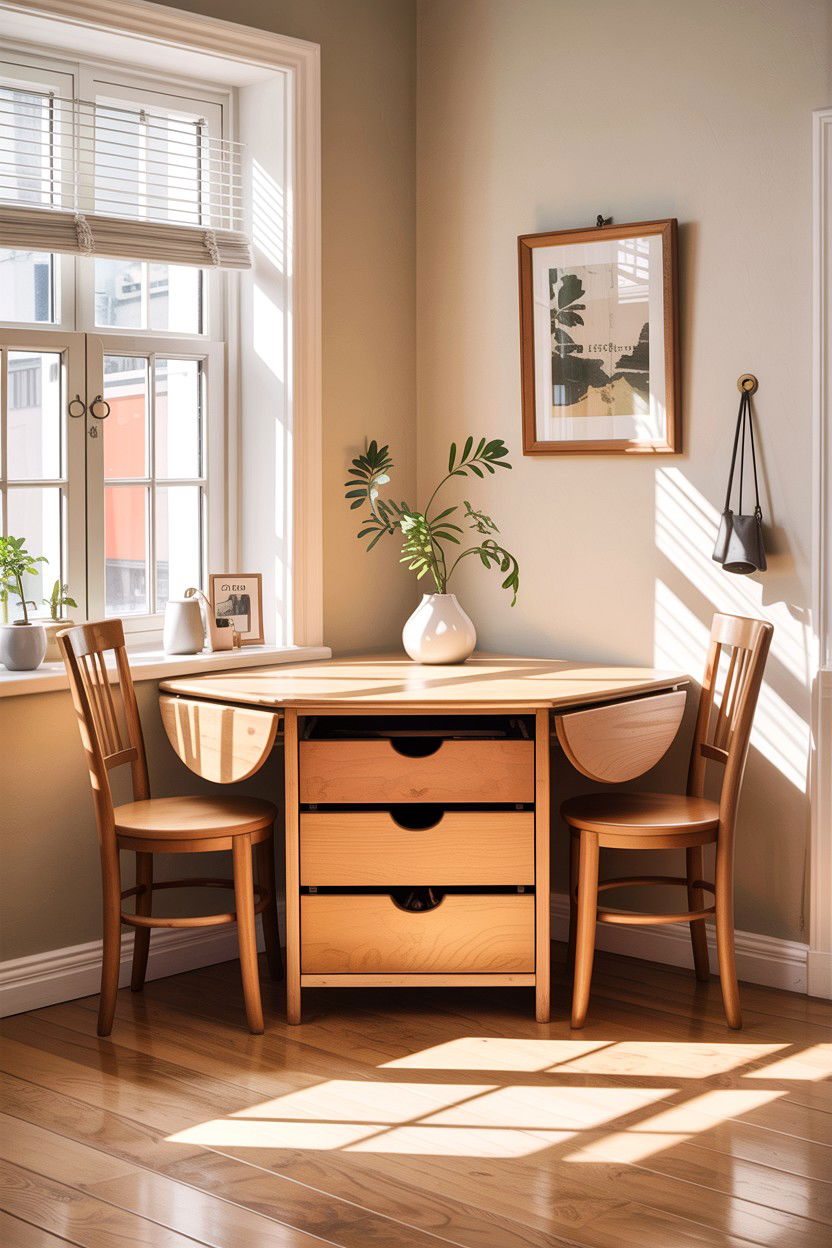Multi Functional Drop Leaf Table - 30 small dining room space storage ideas