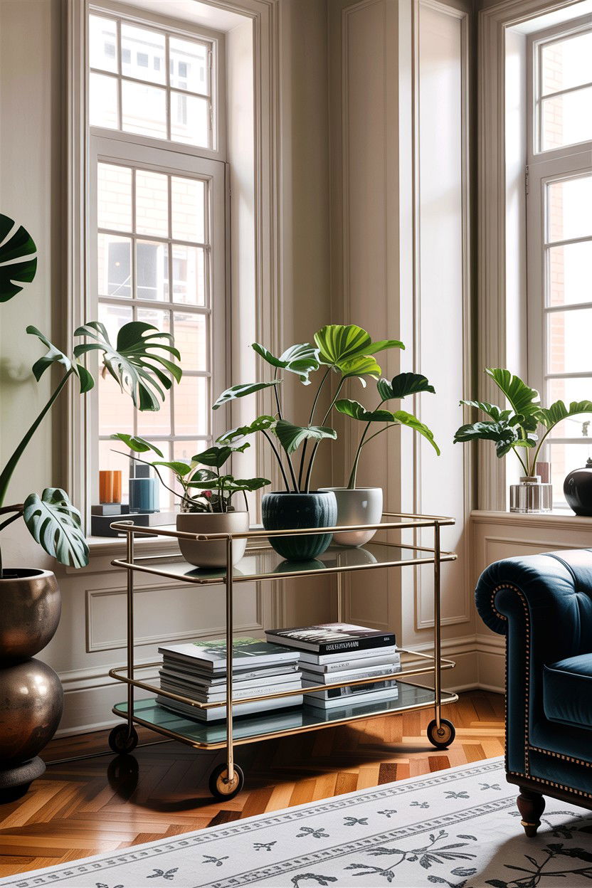 Multi Tier Glass Trolley - 30 living room glass furniture ideas