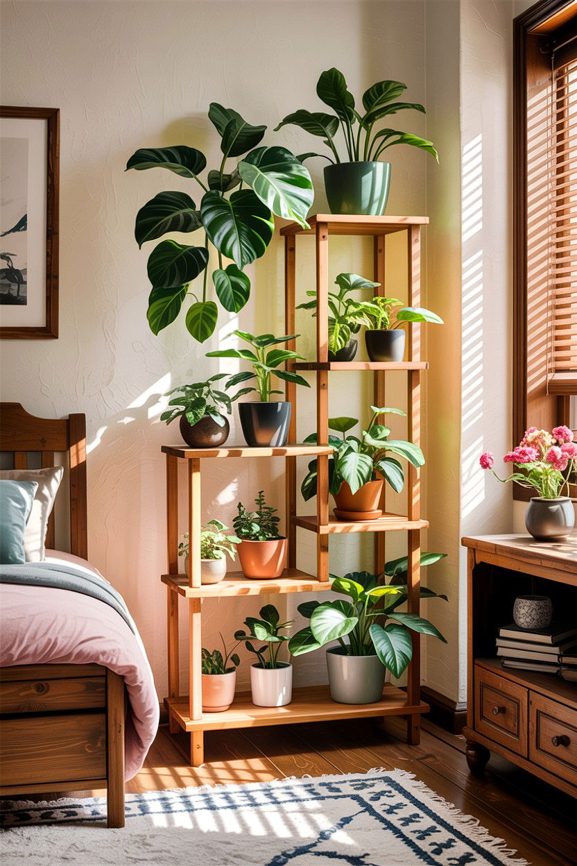 Multi Tier Wood Plant Stand - 30 bedroom plant stands