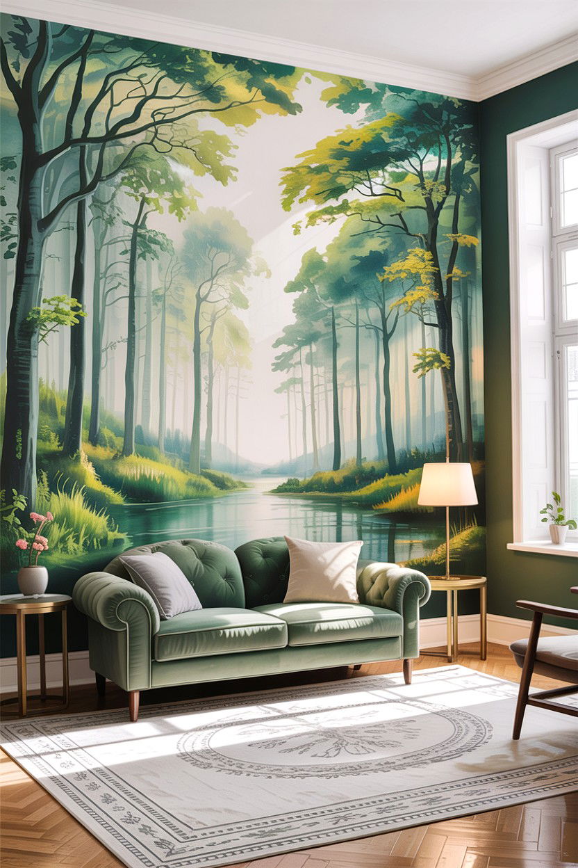 Mural wallpaper - 30 living room accent wall ideas
