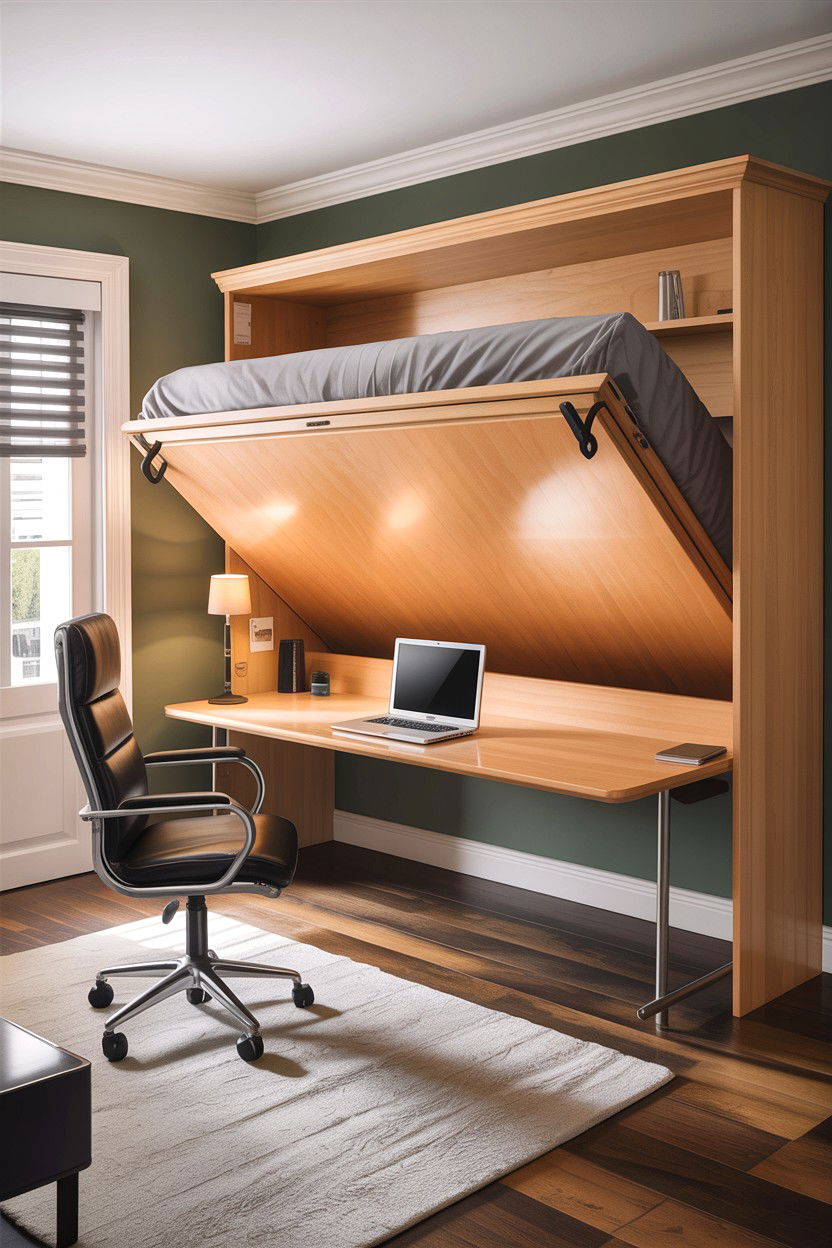 Murphy Bed Desk - 30 bedroom home office ideas