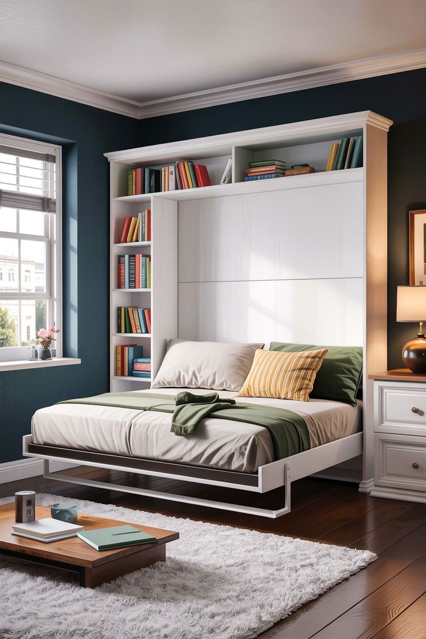 Murphy Bed With Shelf - 30 bedroom concealed storage ideas