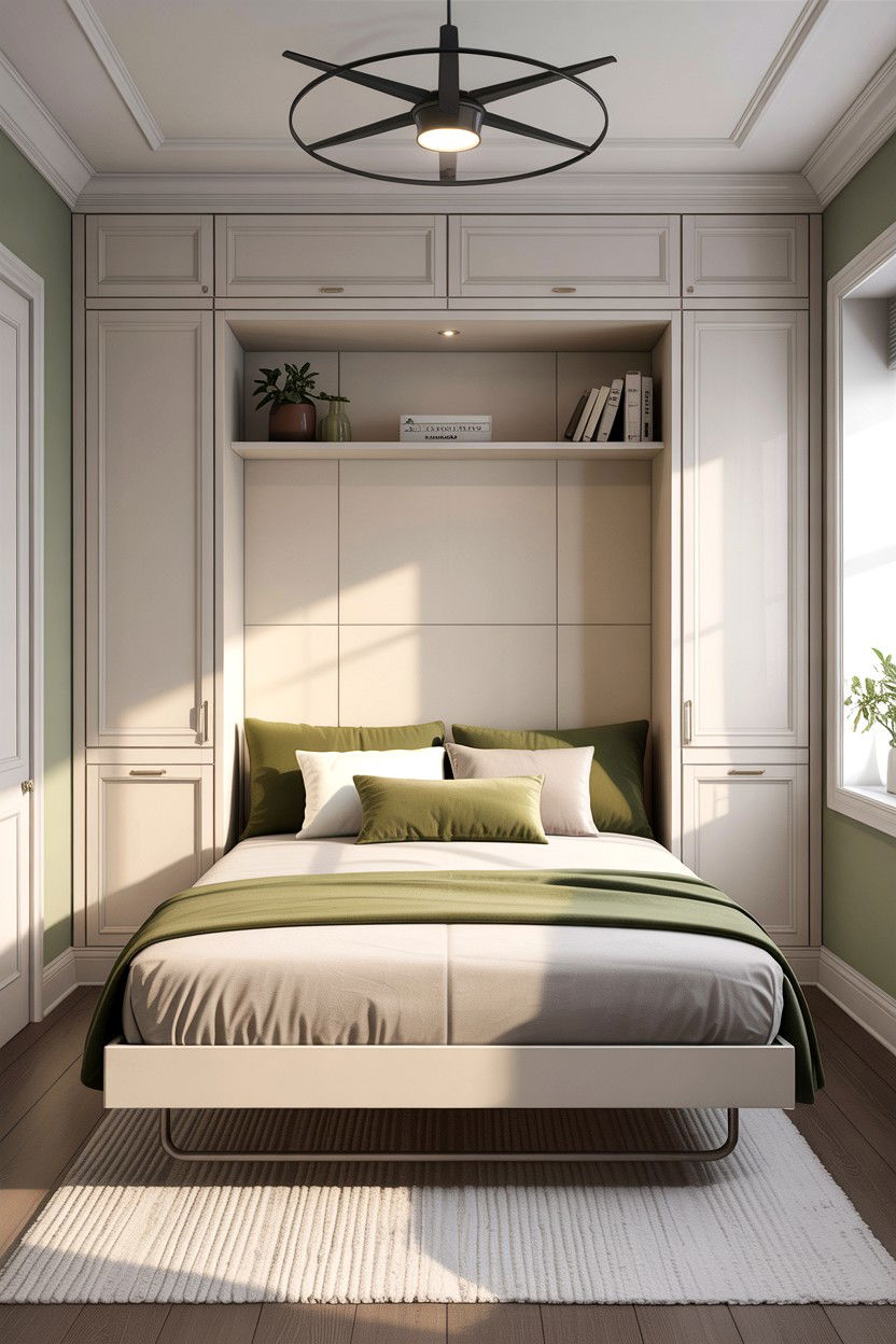 Murphy Bed With Shelving - 30 small bedroom space storage ideas