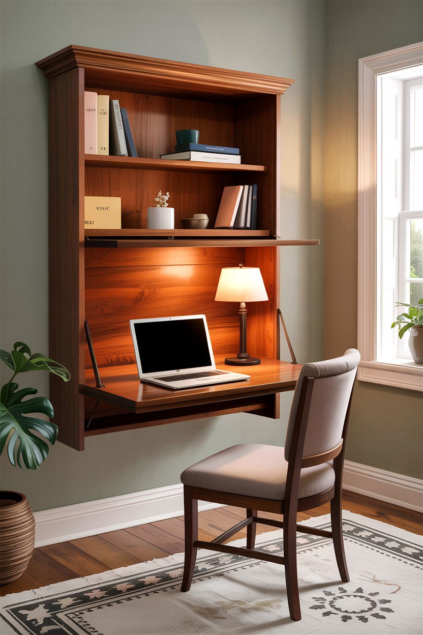 Murphy Desk - 30 bedroom space saving ideas
