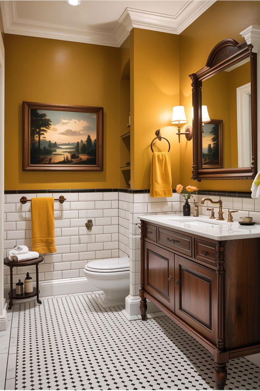 Mustard Yellow Bathroom - 30 colorful bathroom ideas