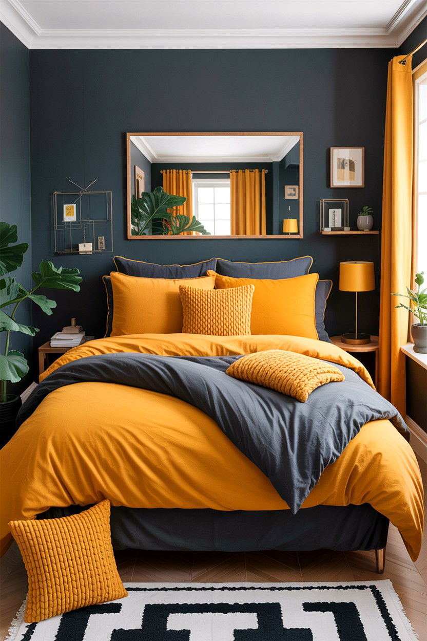 Mustard Yellow Bedding - 30 bedroom layered bedding ideas