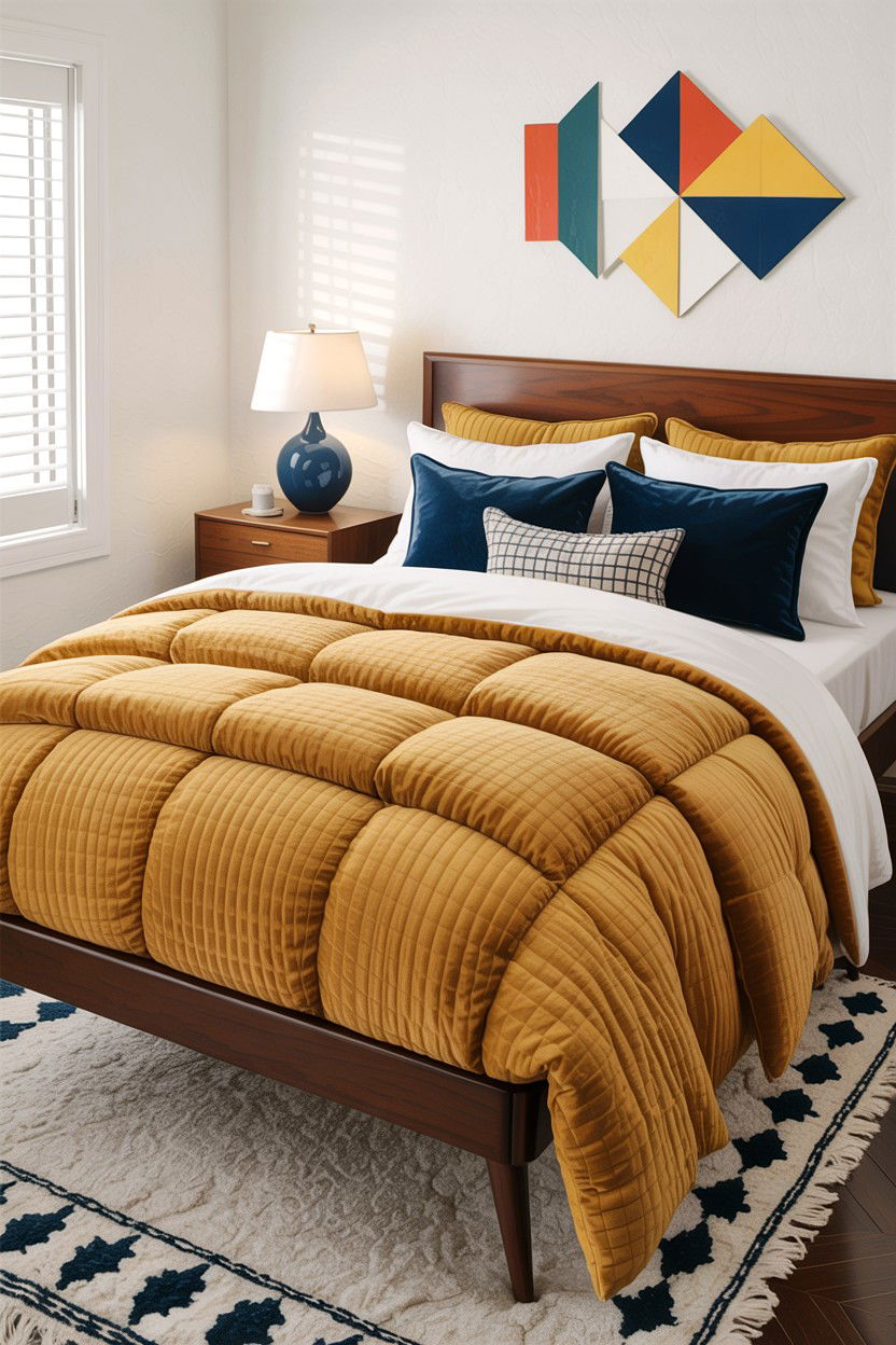 Mustard Yellow Textured Comforter - 30 bedroom comforter sets