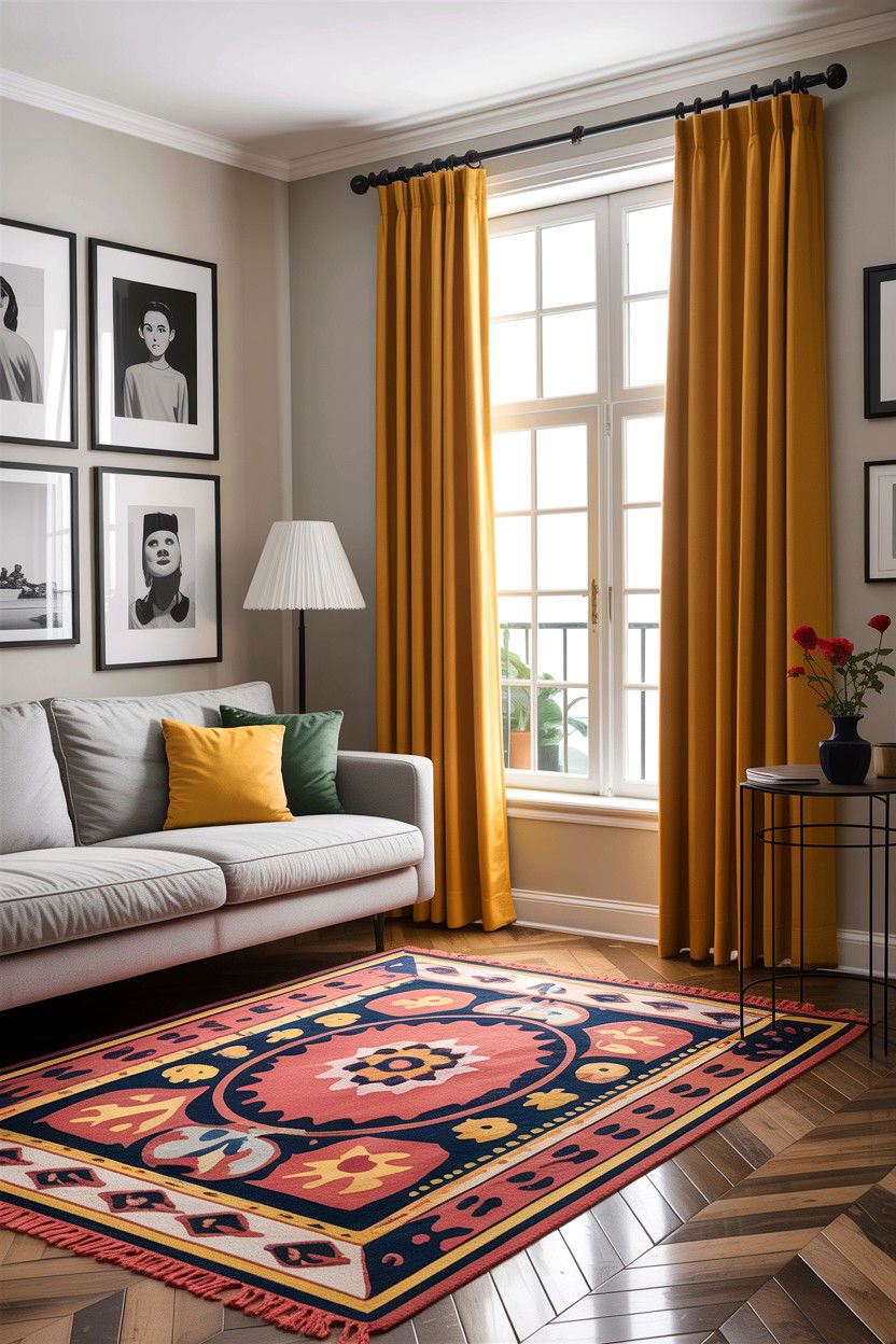 Mustard yellow curtains - 30 living room curtains