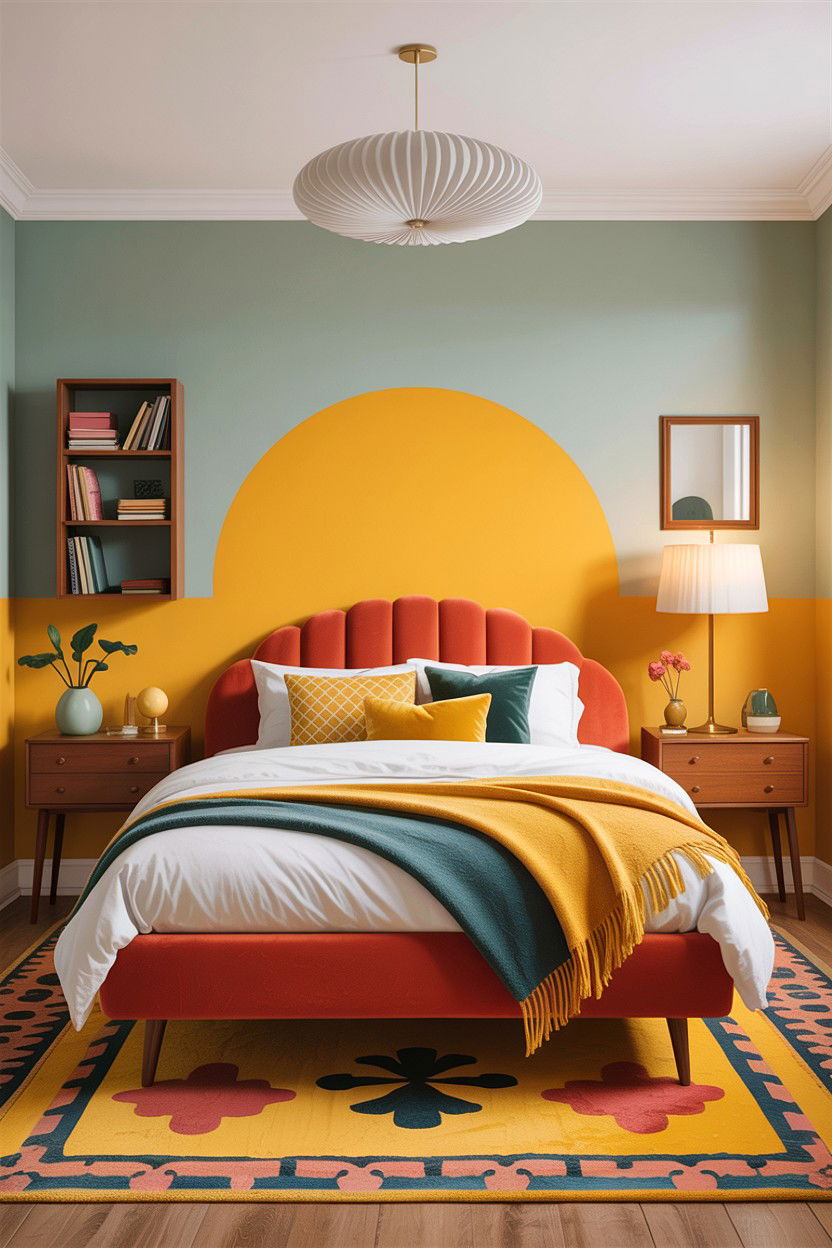 Mustard yellow half wall - 30 bedroom half painted walls
