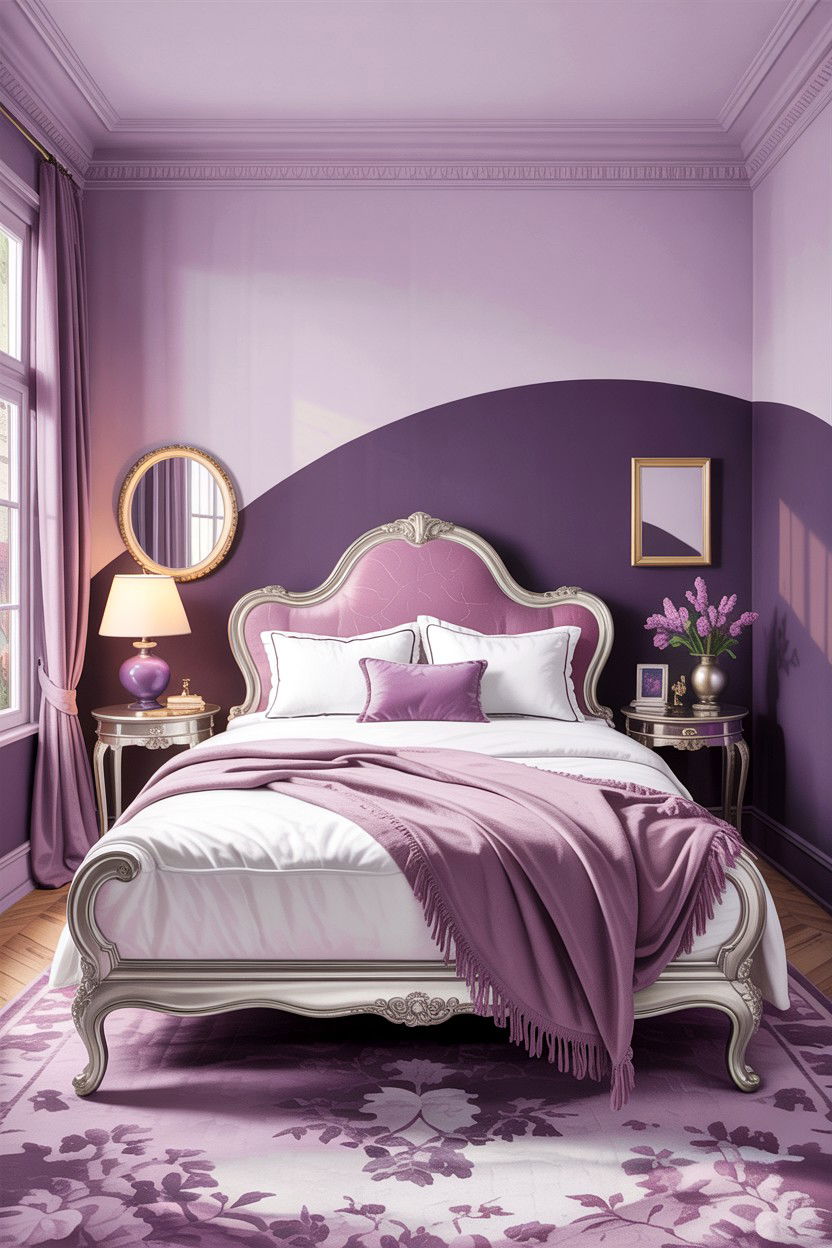 Muted purple half wall paint - 30 bedroom half painted walls