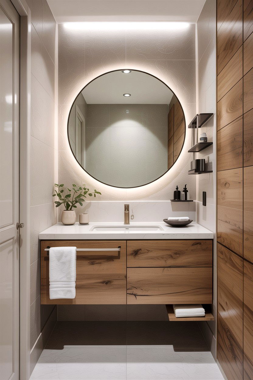 Narrow Bathroom Floating Vanity - 30 galley bathroom ideas