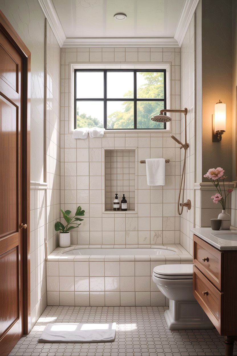 Narrow Bathroom Window Placement - 30 galley bathroom ideas