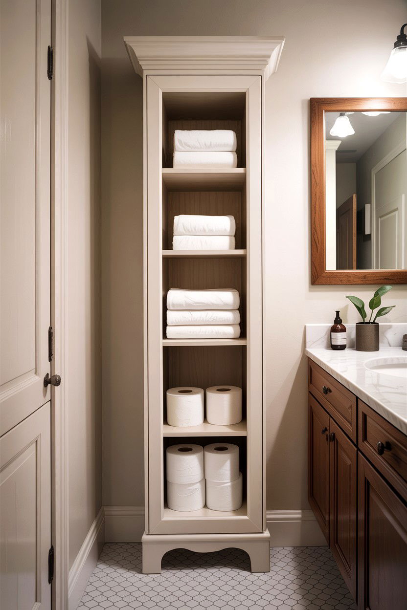 Narrow bathroom linen closet - 30 bathroom closet ideas