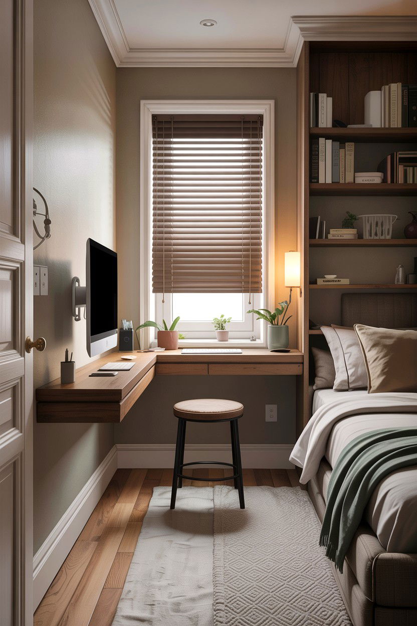 Narrow bedroom workspace - 30 bedroom workspace ideas
