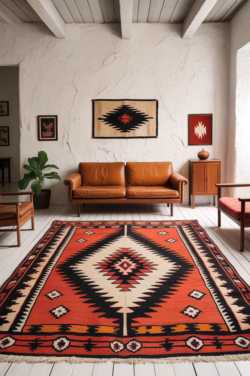 Native American rug living room - 30 Southwestern living room ideas