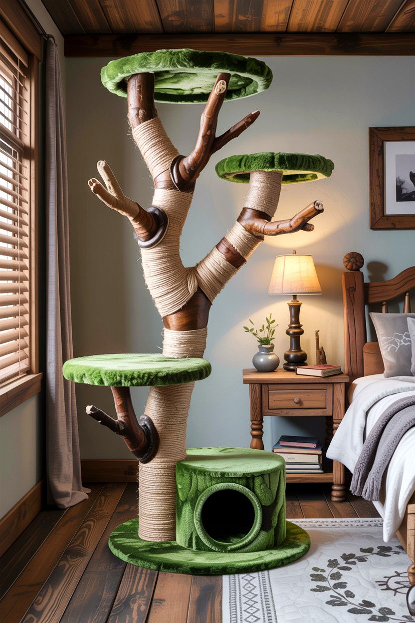 Natural Branch Cat Tree - 30 cat tree bedroom ideas