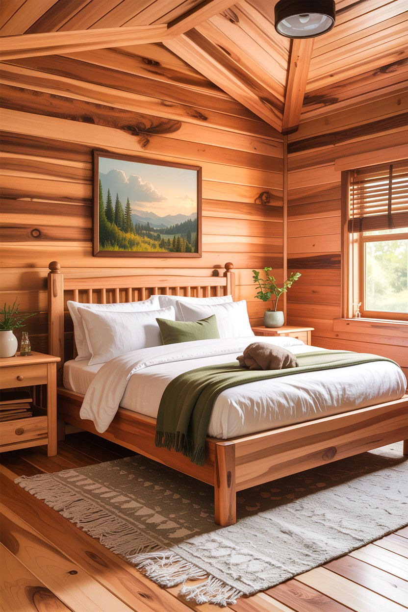 Natural Cedar Bedroom - 30 warm brown bedroom ideas
