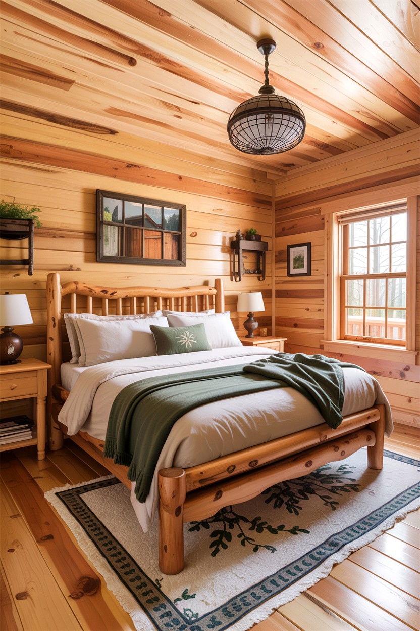Natural Cedar Plank Bedroom - 30 handcrafted bedroom ideas