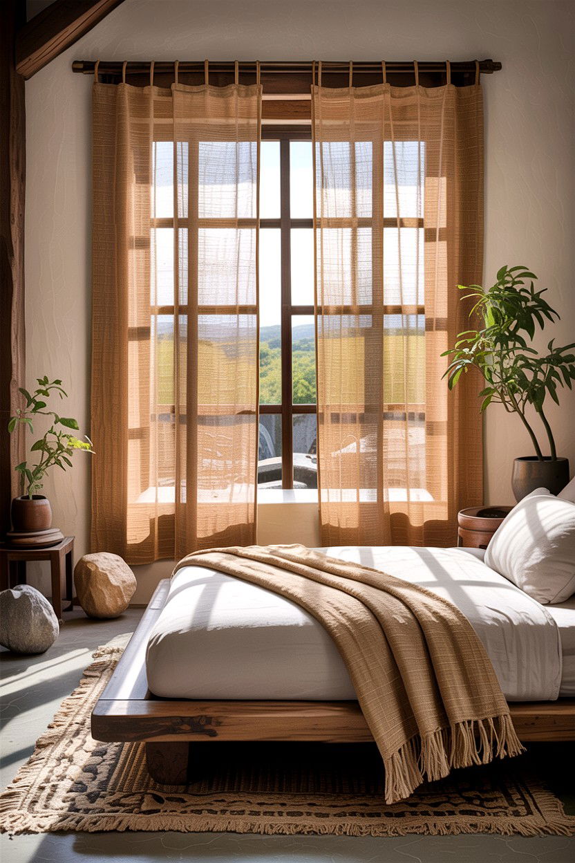 Natural Jute Sheer Curtains - 30 bedroom sheer curtains