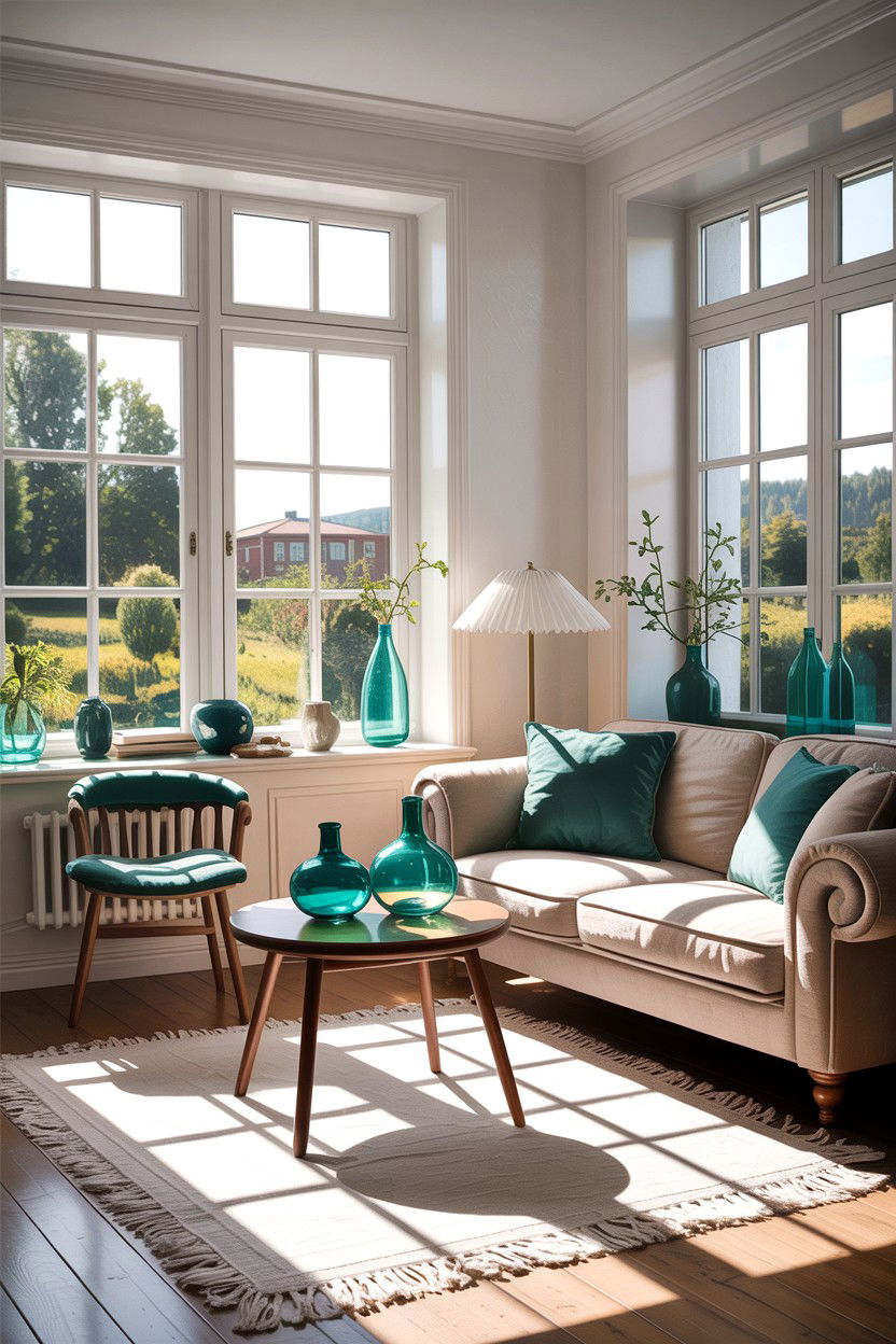Natural Light Teal Interior - 30 scandinavian teal living room ideas