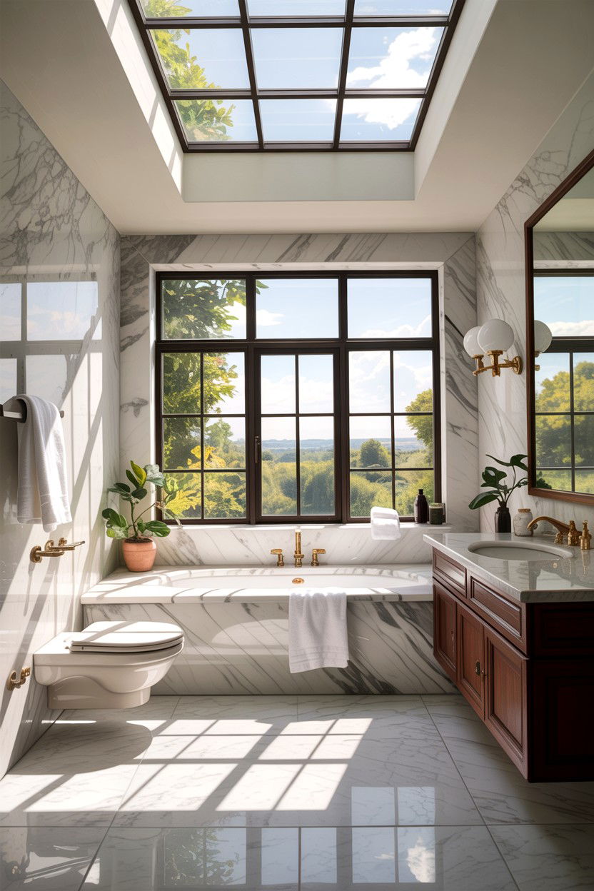 Natural Skylight Bathroom - 30 chromotherapy bathroom ideas