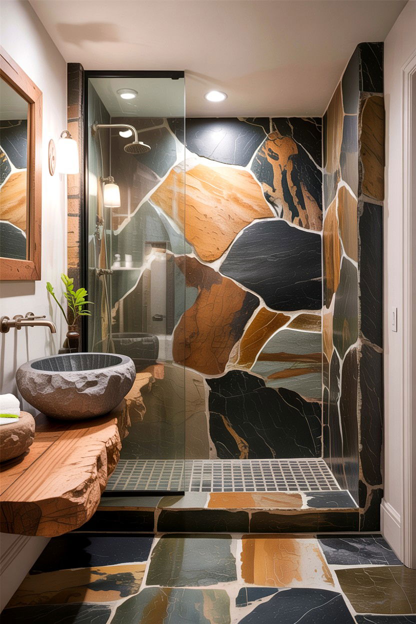 Natural Stone Bathroom - 30 country bathroom ideas