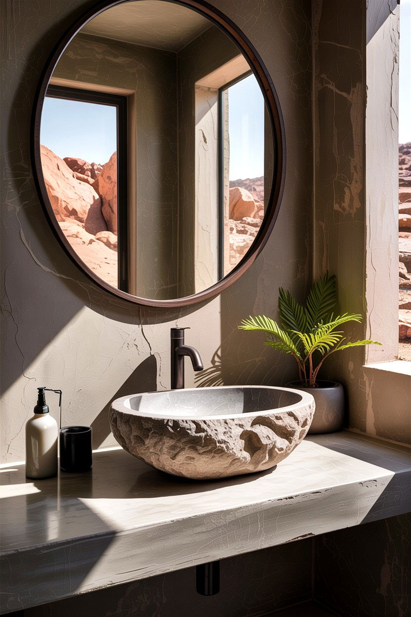 Natural Stone Bathroom Sink - 30 desert bathroom ideas