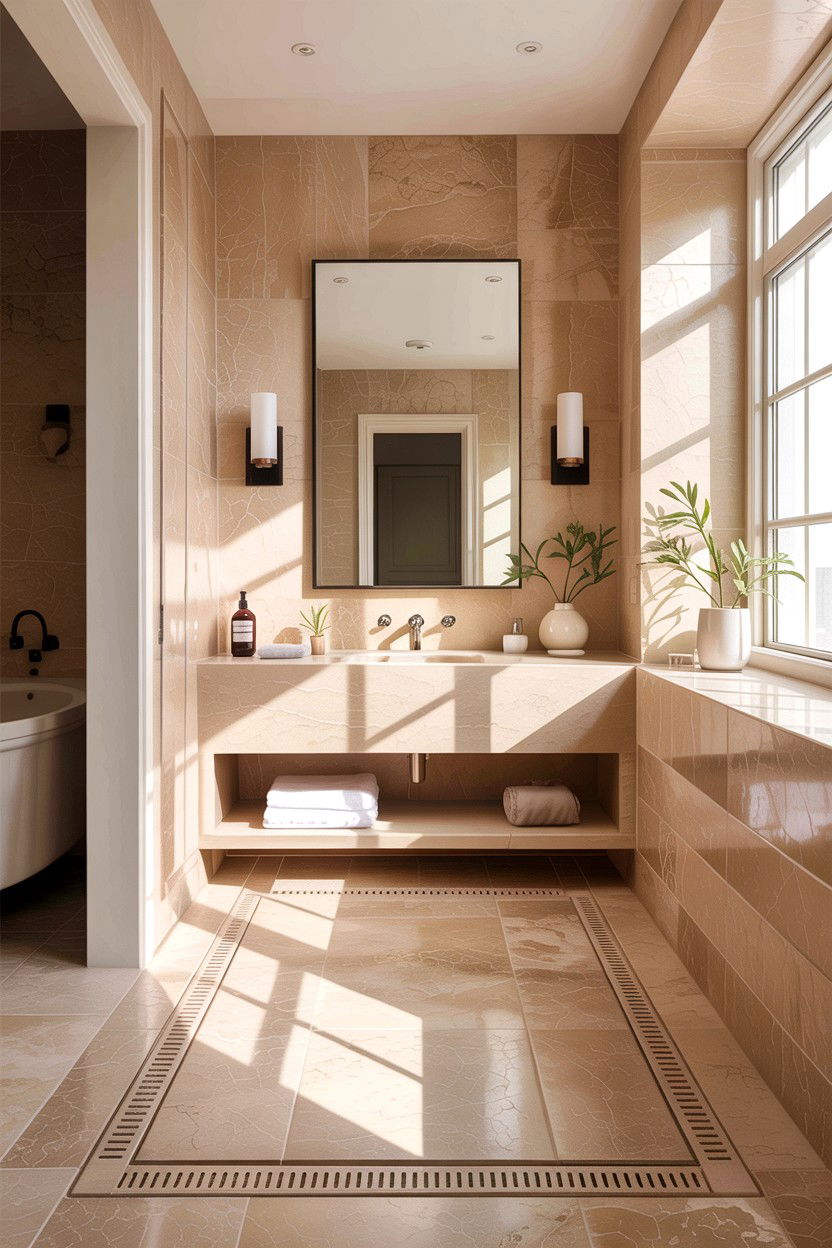 Natural Stone Floor Tile - 30 heated bathroom floor ideas