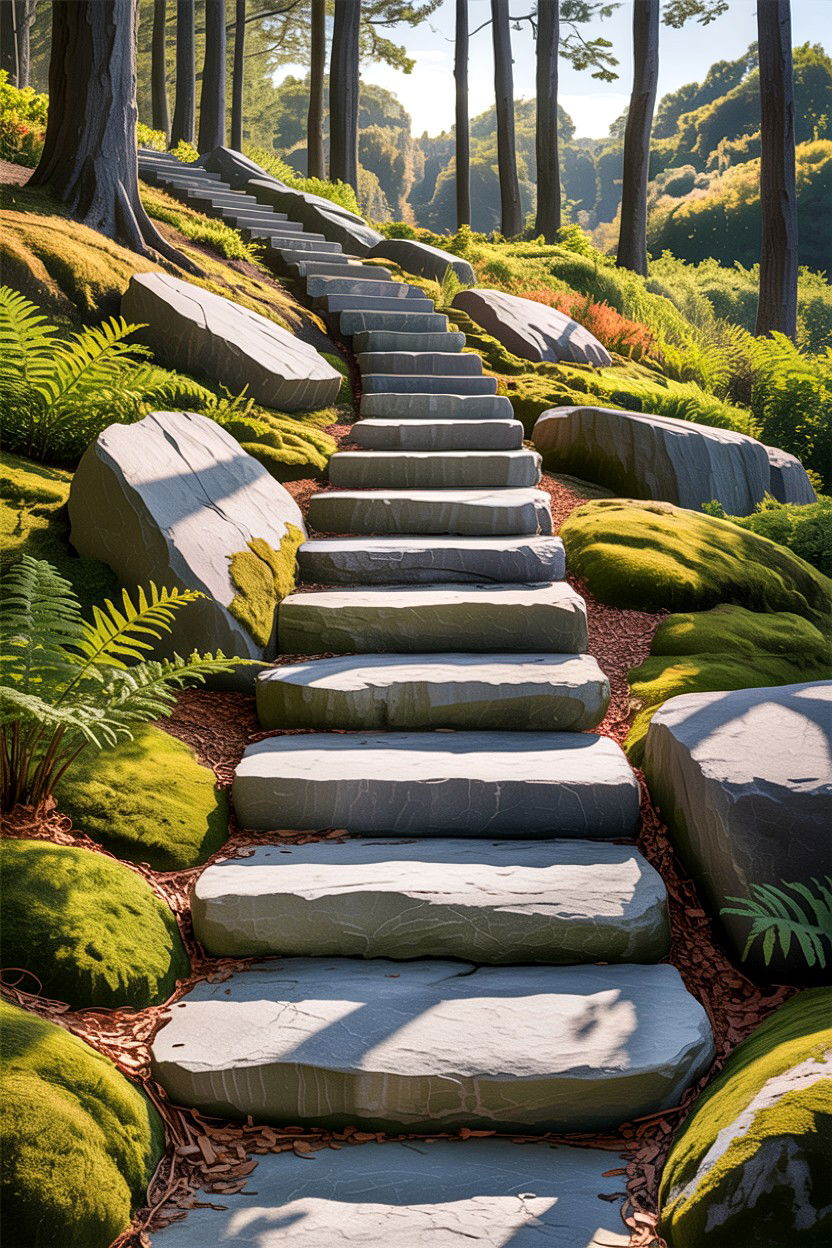 Natural Stone Staircase - 30 stone accent ideas