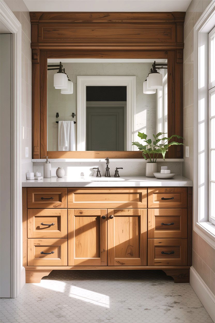 Natural Wood Bathroom Vanity - 30 classic bathroom ideas