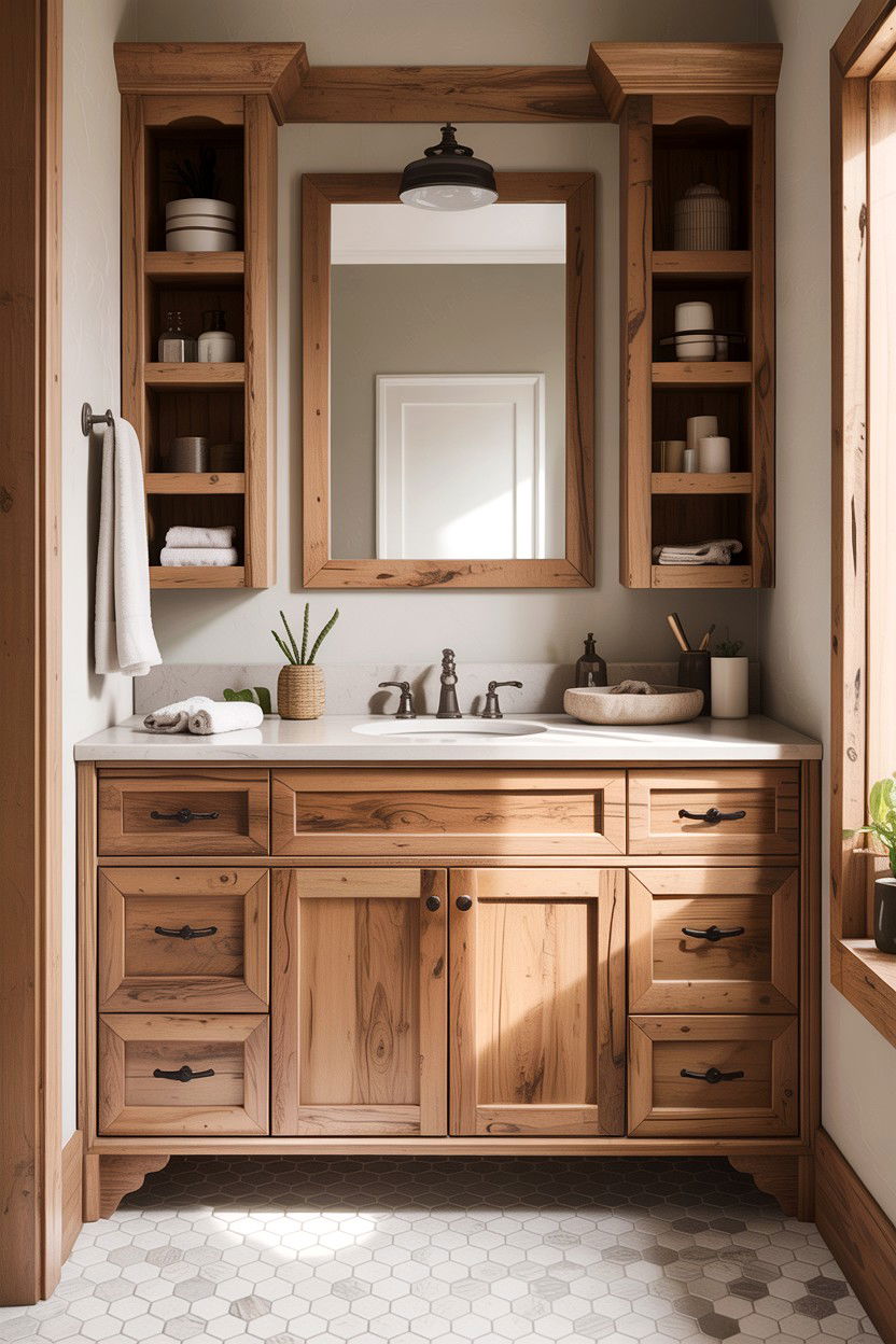 Natural Wood Bathroom Vanity - 30 spacious bathroom ideas