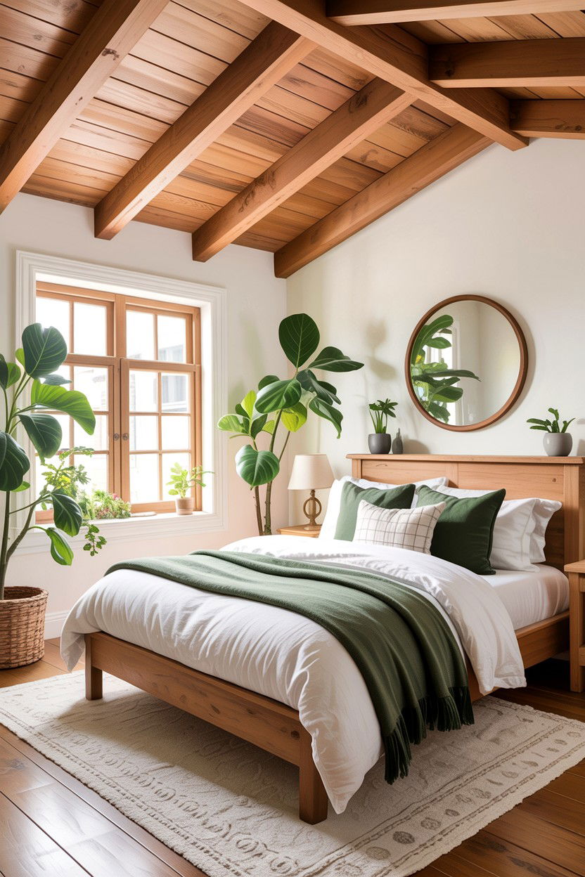 Natural Wood Ceiling Beam - 30 exposed beam bedroom ideas