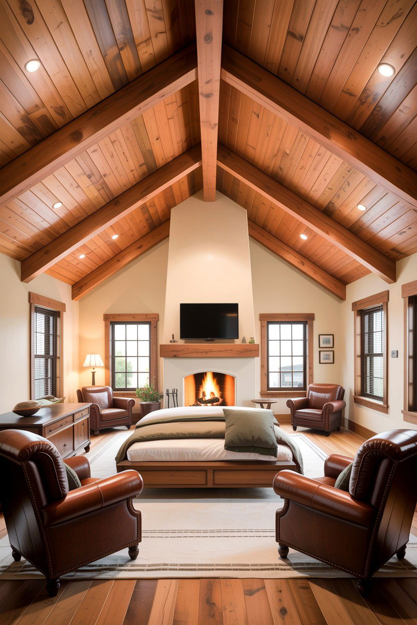 Natural Wood Vaulted Ceiling - 30 bedroom vaulted ceiling ideas