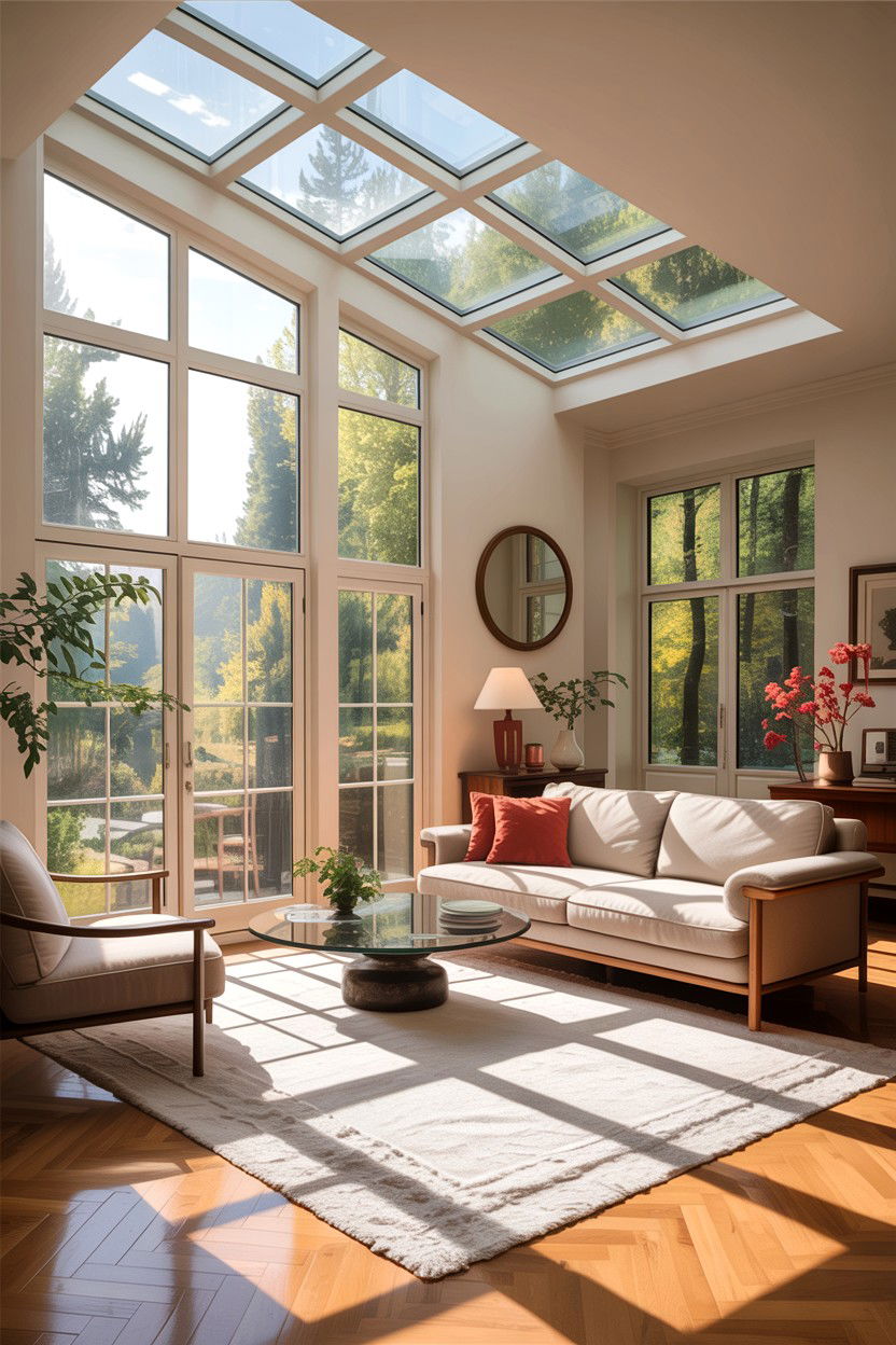 Natural light living room - 30 forest living room ideas