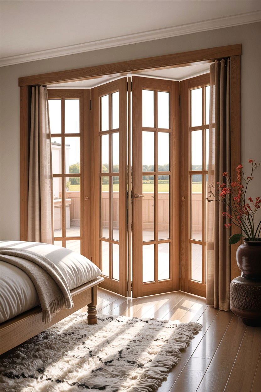 Natural oak wood bifold doors - 30 bedroom bifold doors