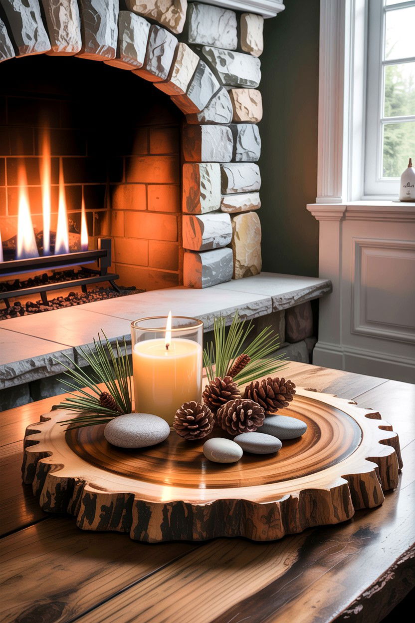 Natural wood slice tray - 30 living room decorative trays