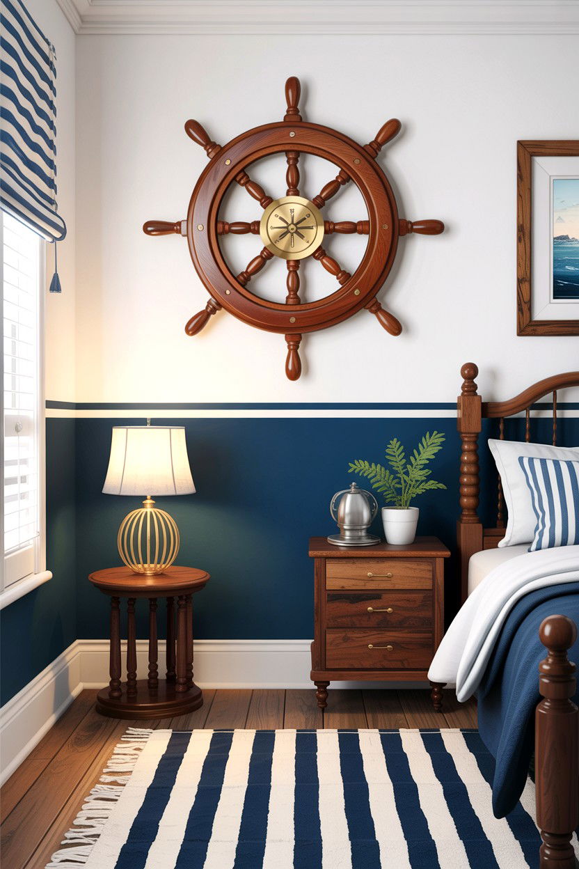Nautical Ship Wheel Clock - 30 bedroom vintage clocks