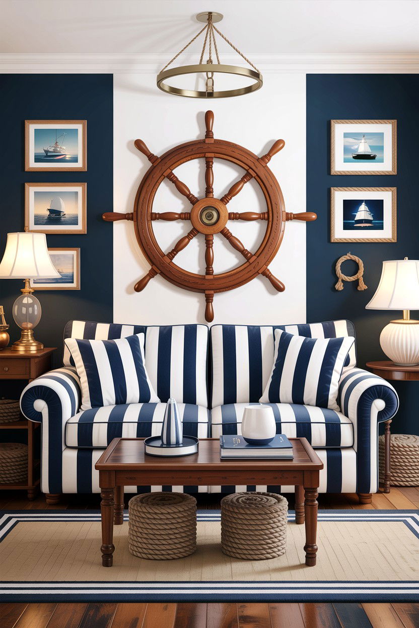 Nautical living room decor - 30 coastal chic living room ideas