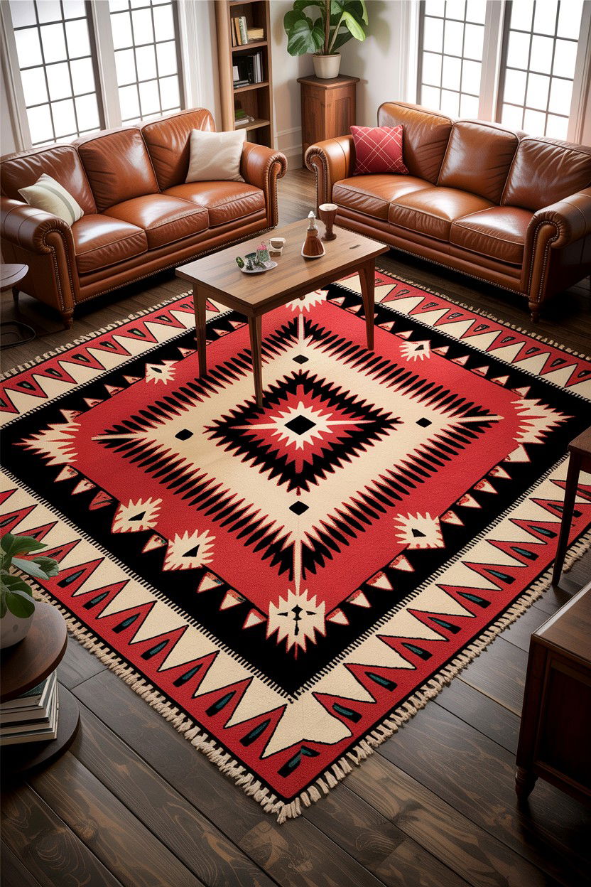 Navajo Pattern Area Rug - 30 living room Santa Fe furniture ideas