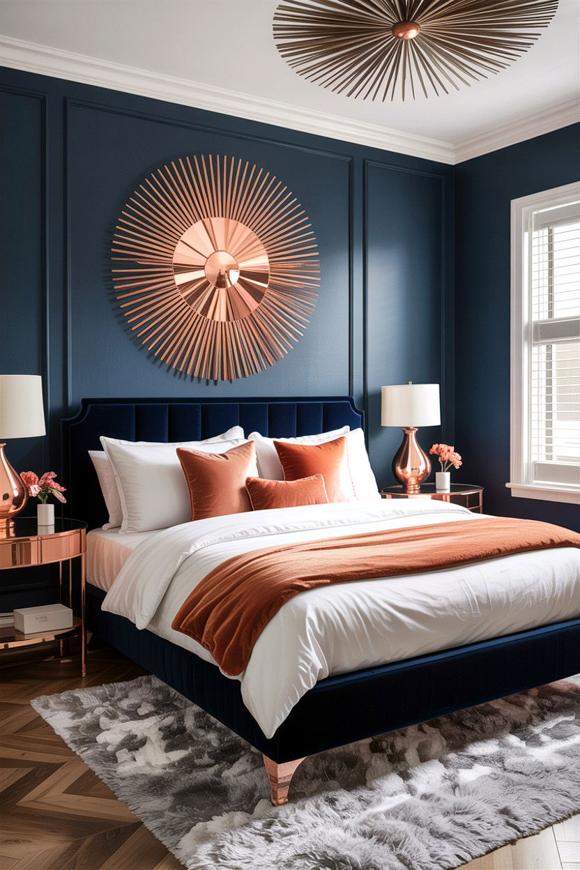 Navy And Copper Bedroom - 30 copper accent bedroom ideas