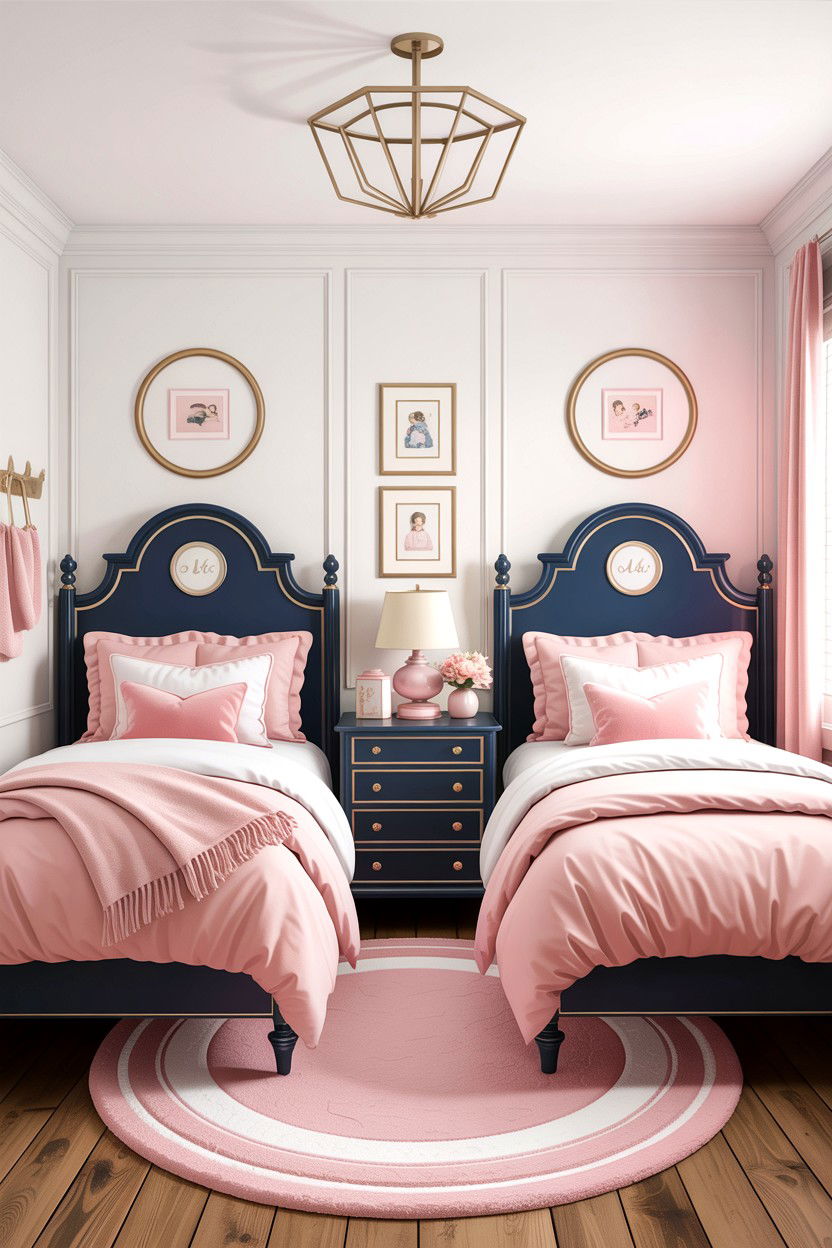 Navy And Pink Shared Bedroom - 30 boy and girl shared bedroom ideas