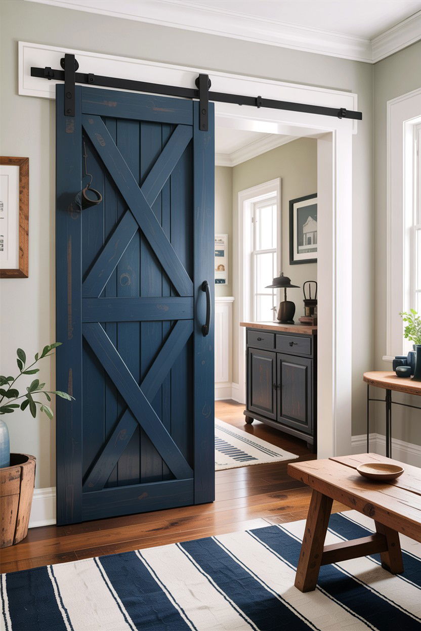 Navy Barn Door Living Room - 30 rustic navy living room ideas