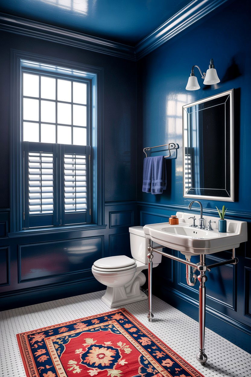 Navy Blue Bathroom - 30 colorful bathroom ideas