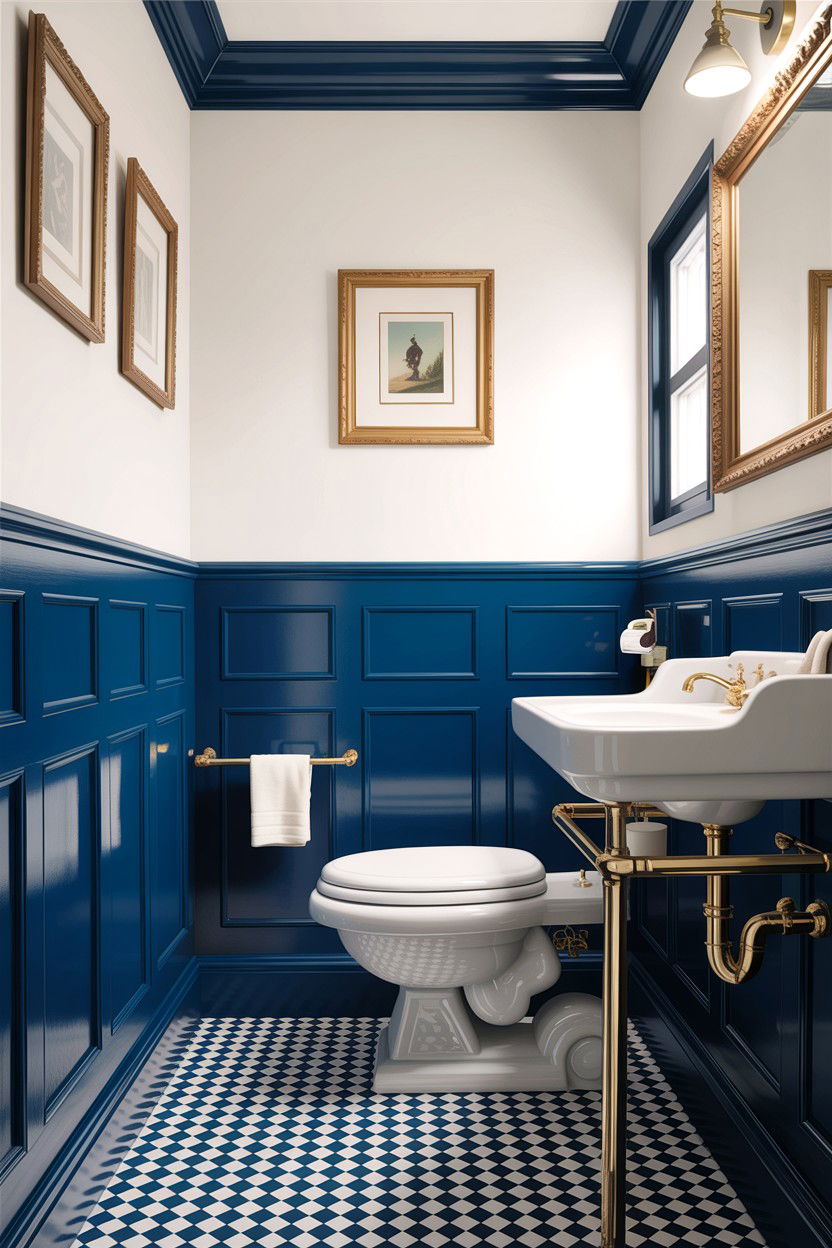 Navy Blue Bathroom Paneling - 30 bathroom chair rail ideas