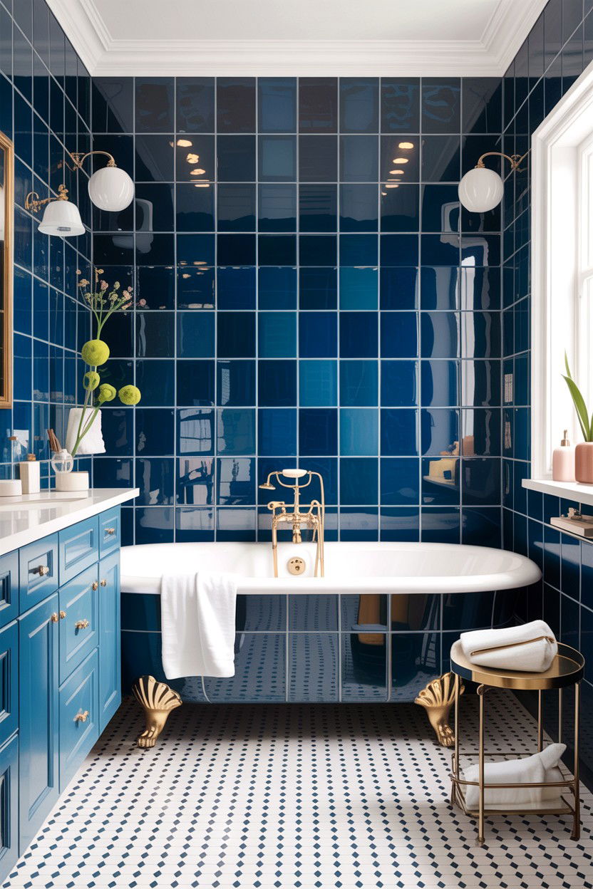 Navy Blue Bathroom Tile - 30 alcove tub ideas