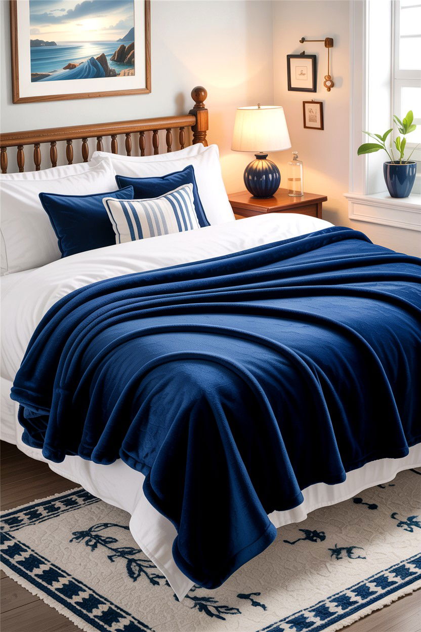 Navy Blue Fleece Blanket - 30 bedroom fleece blankets