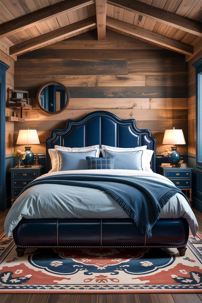 Navy Blue Leather Bedroom - 30 rustic blue bedroom ideas