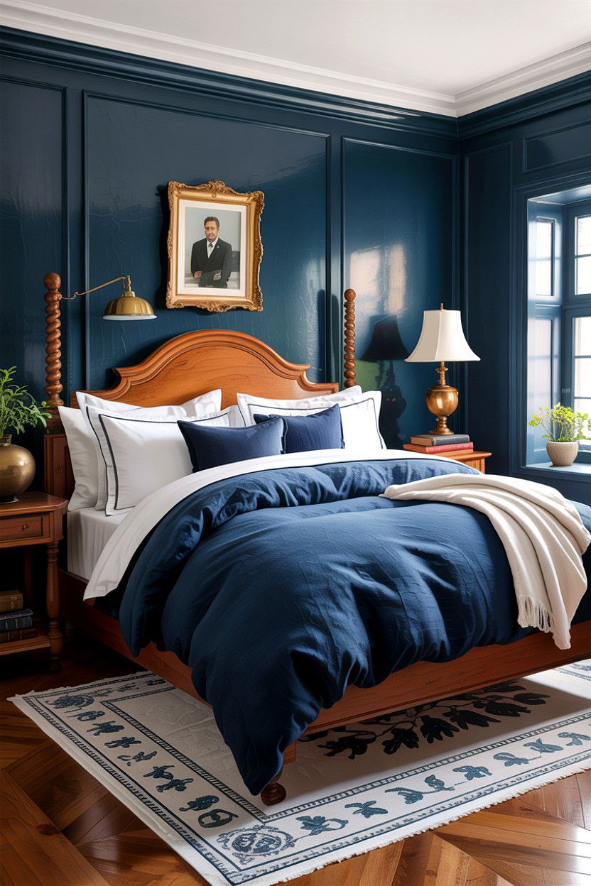 Navy Blue Linen Bedding - 30 linen bedroom ideas