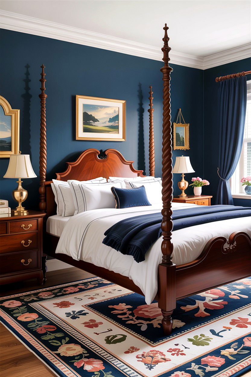 Navy Blue Master Bedroom - 30 traditional blue bedroom ideas